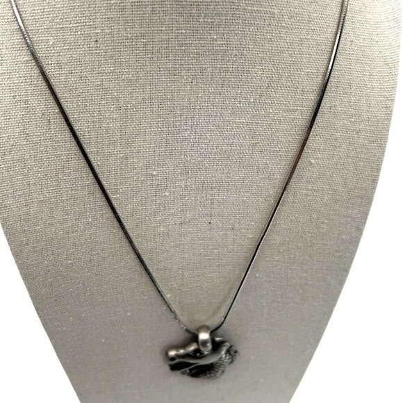 Dragon Head Pendant Necklace With 20 3/4” Silver Tone Chain - Unique Fantasy - Picture 4 of 8